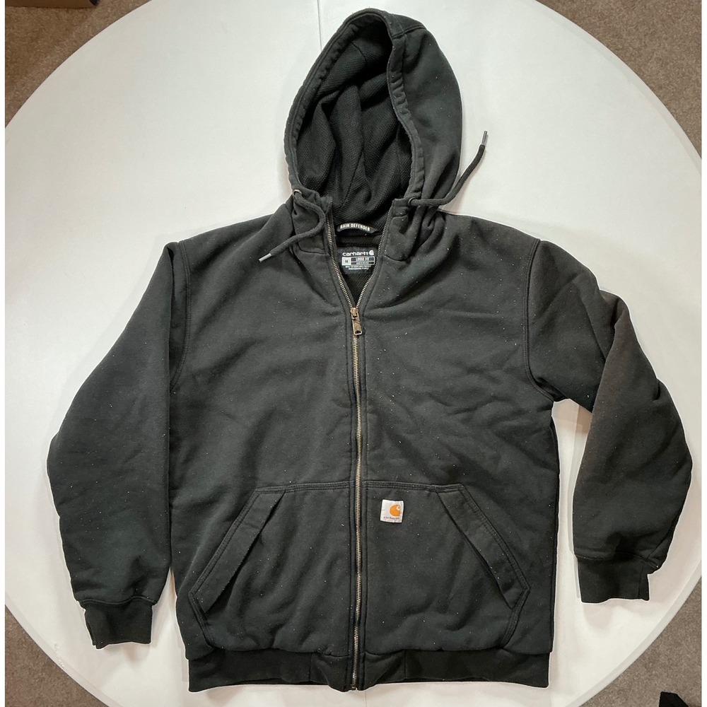 Carhartt  Rain Defender Full Zip Hoodie Men M Black Loose Fit Workwear
